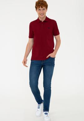 Erkek Plum Polo Yaka Basic T-Shirt - 50232303410