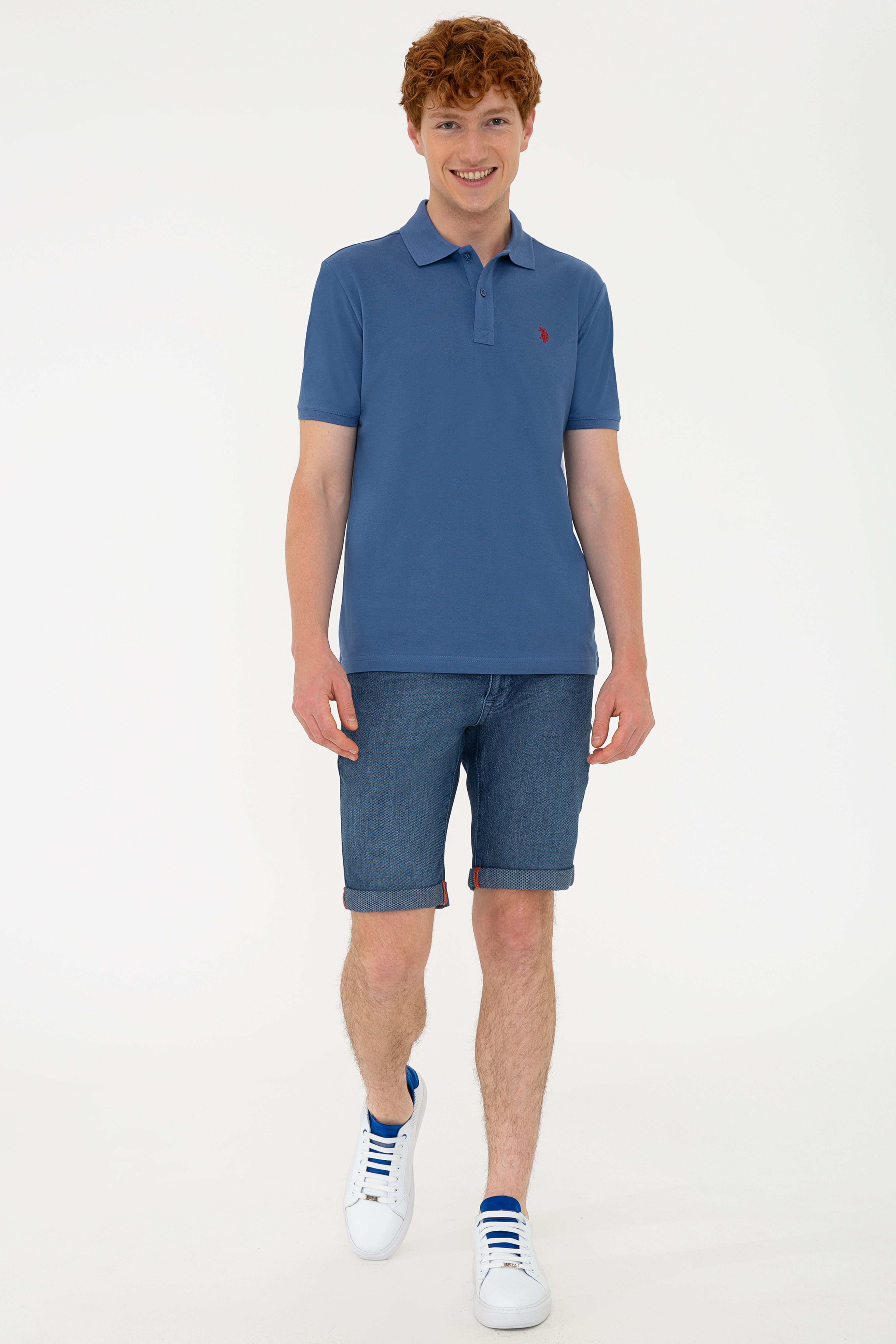 Erkek Açık Lacivert Basic Polo Yaka Tişört - Image 4