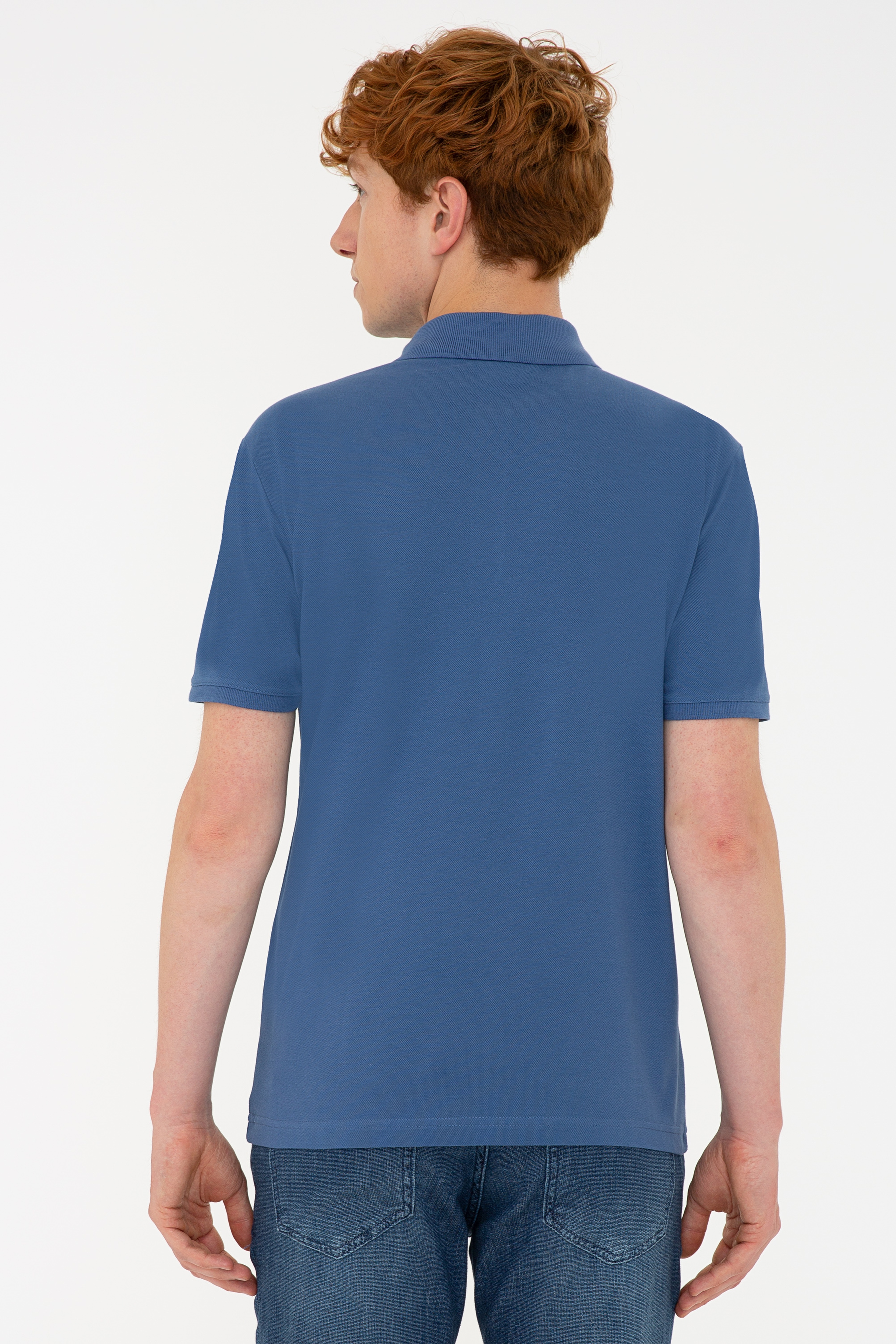 Erkek Açık Lacivert Basic Polo Yaka Tişört - Image 3