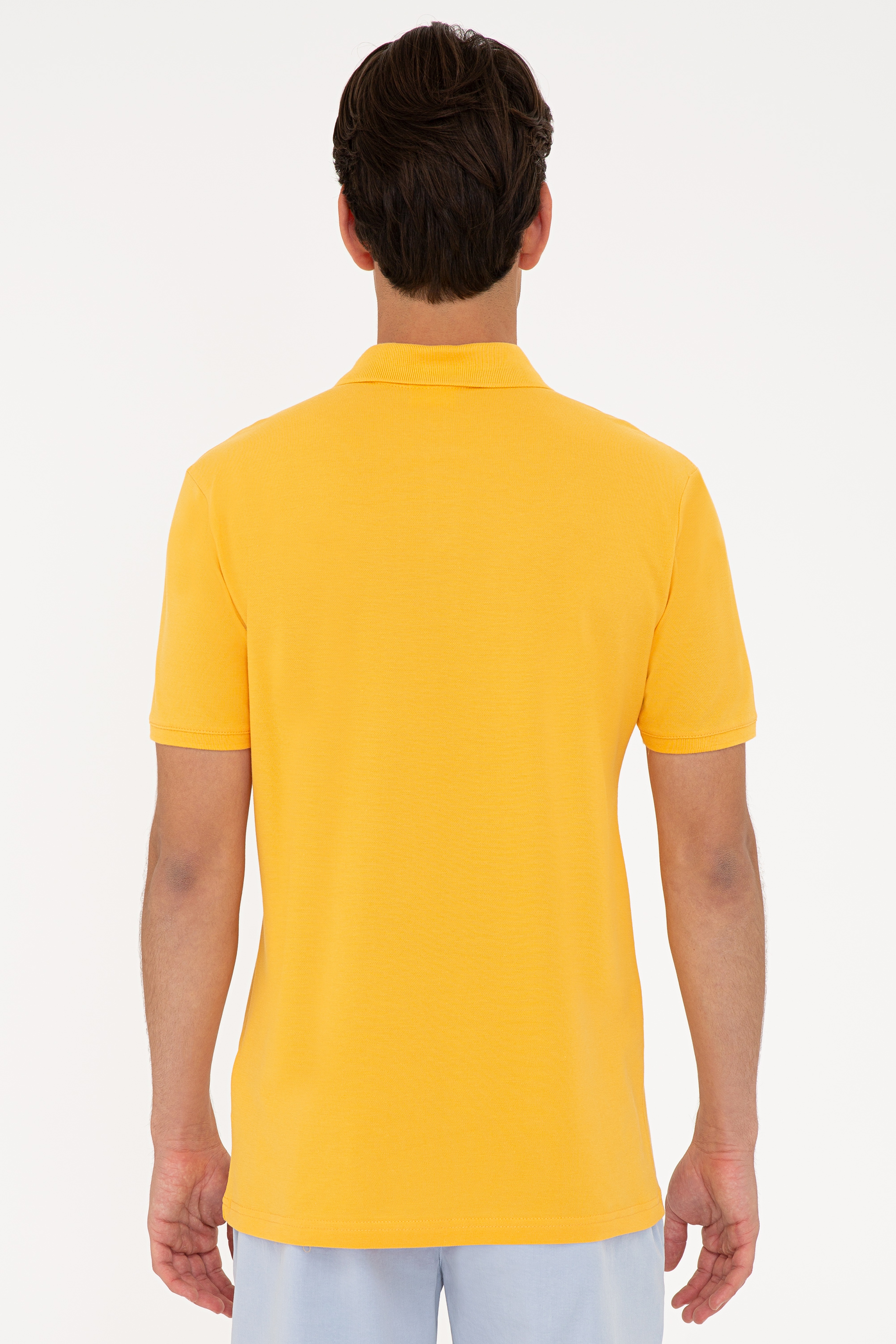 Erkek Sarı Basic Polo Yaka Tişört