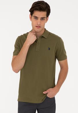 Erkek Koyu Haki Polo Yaka Basic T-Shirt - 50232303352
