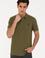 Erkek Koyu Haki Polo Yaka Basic T-Shirt