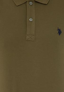 Erkek Koyu Haki Polo Yaka Basic T-Shirt - 50232303352