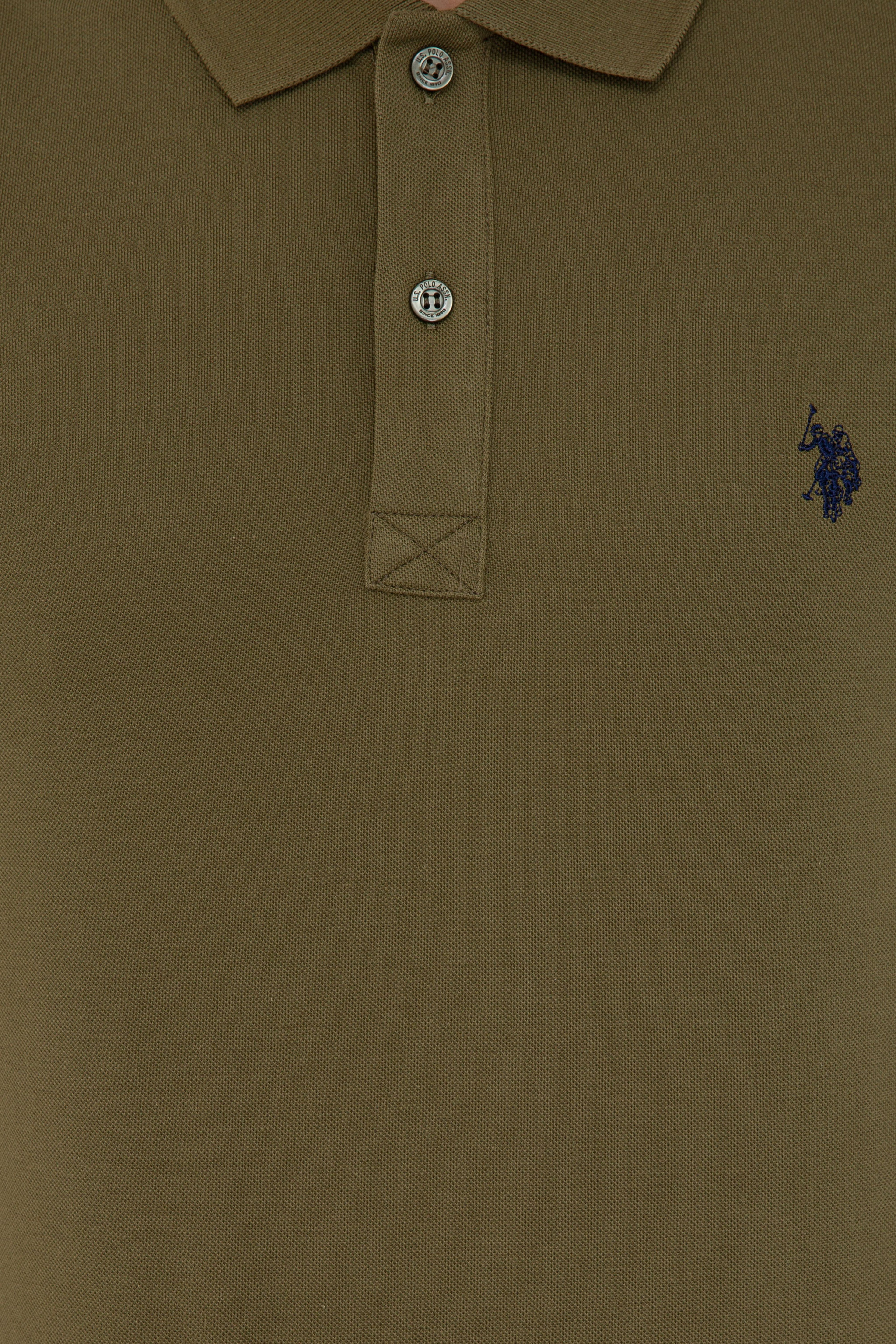 Erkek Koyu Haki Polo Yaka Basic T-Shirt