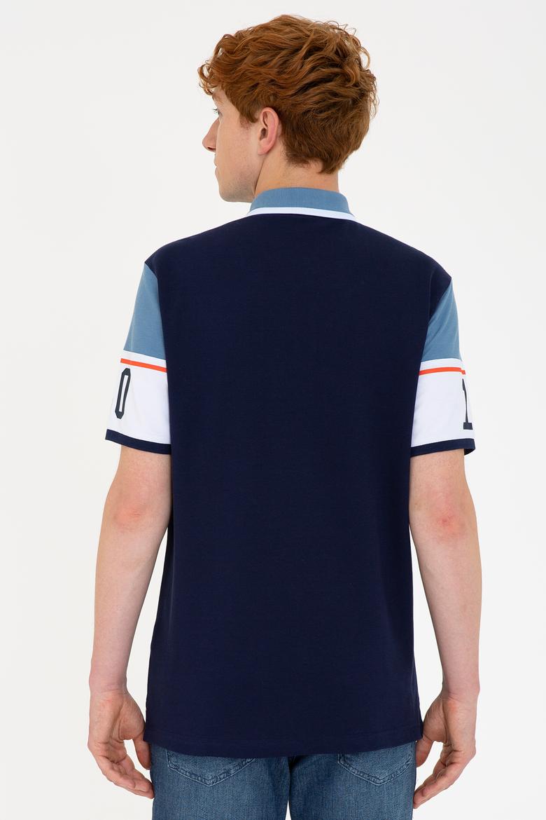 Erkek İndigo Polo Yaka T-Shirt - 50232558031