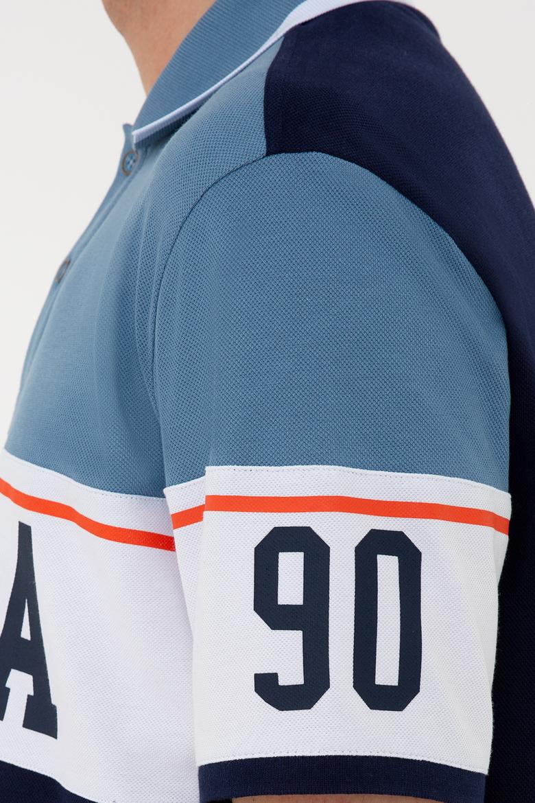 Erkek İndigo Polo Yaka T-Shirt - 50232558031