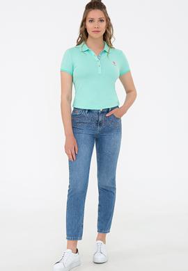 Kadın Mint Basic Polo Yaka Tişört - 50233223045