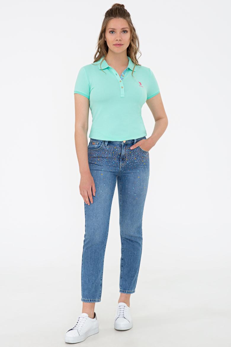 Kadın Mint Basic Polo Yaka Tişört - 50233223045