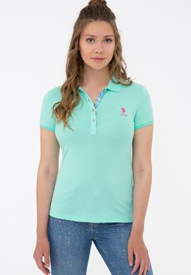 Kadın Mint Basic Polo Yaka Tişört - 50233223045