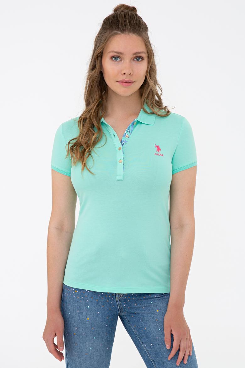 Kadın Mint Basic Polo Yaka Tişört