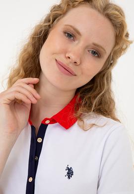 Kadın Beyaz Basic Polo Yaka Tişört - 50239598008