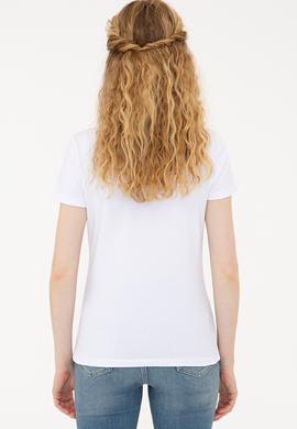 Kadın Beyaz Basic Polo Yaka Tişört - 50239598008