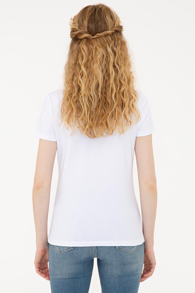 Kadın Beyaz Basic Polo Yaka Tişört - 50239598008