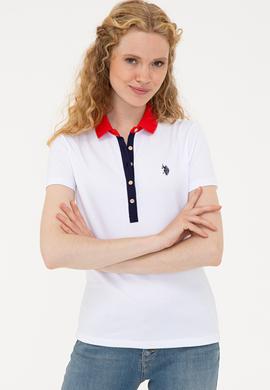 Kadın Beyaz Basic Polo Yaka Tişört - 50239598008