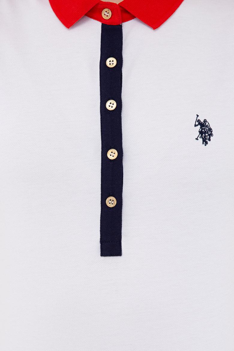 Kadın Beyaz Basic Polo Yaka Tişört - 50239598008