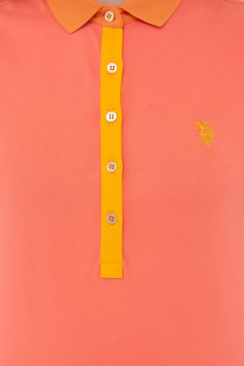 Kadın Nar Çiçeği Basic Polo Yaka Tişört - 50239598024