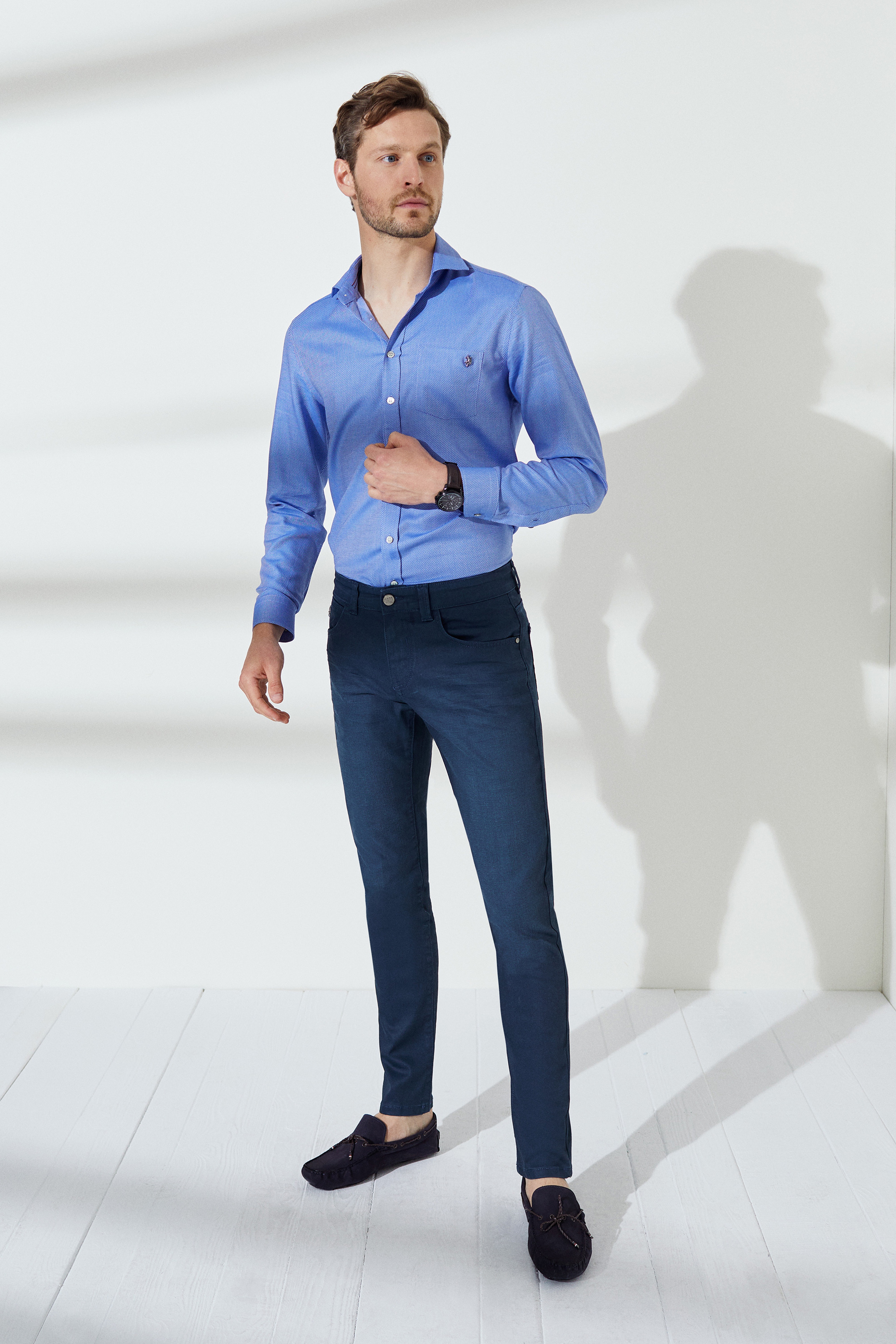 Erkek Lacivert Denim Pantolon