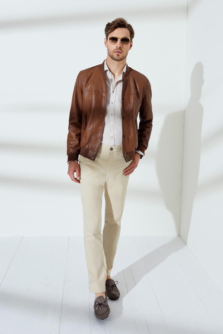 Erkek Taba Deri Mont