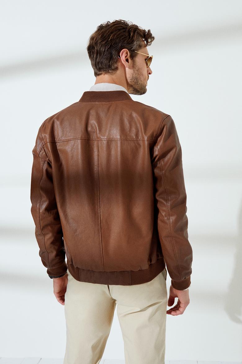 Erkek Taba Deri Mont - 50235509001