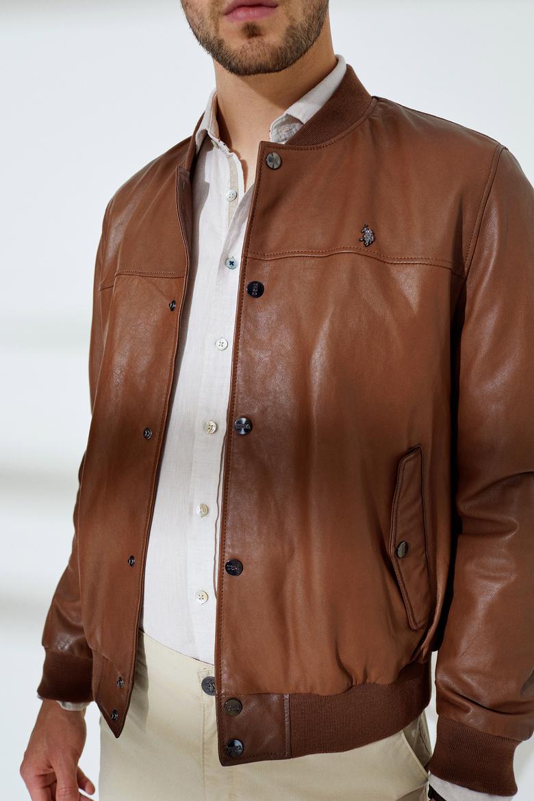 Erkek Taba Deri Mont - 50235509001