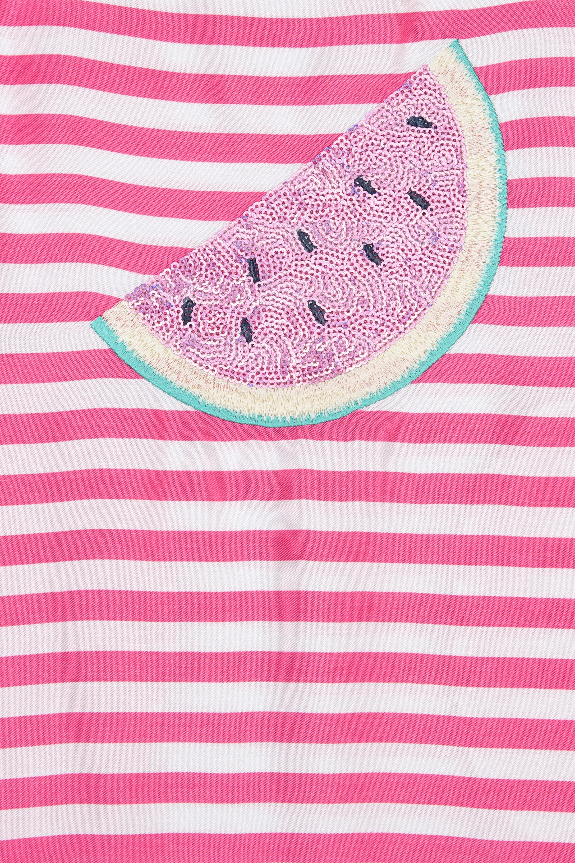 Kız Çocuk Pembe Dokuma Elbise - Image 3