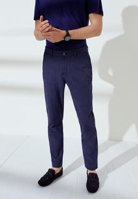 Erkek Çizgili Lacivert Chinos - 50232740003