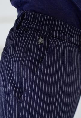 Erkek Çizgili Lacivert Chinos - 50232740003