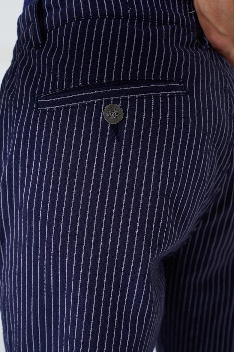 Erkek Çizgili Lacivert Chinos - 50232740003