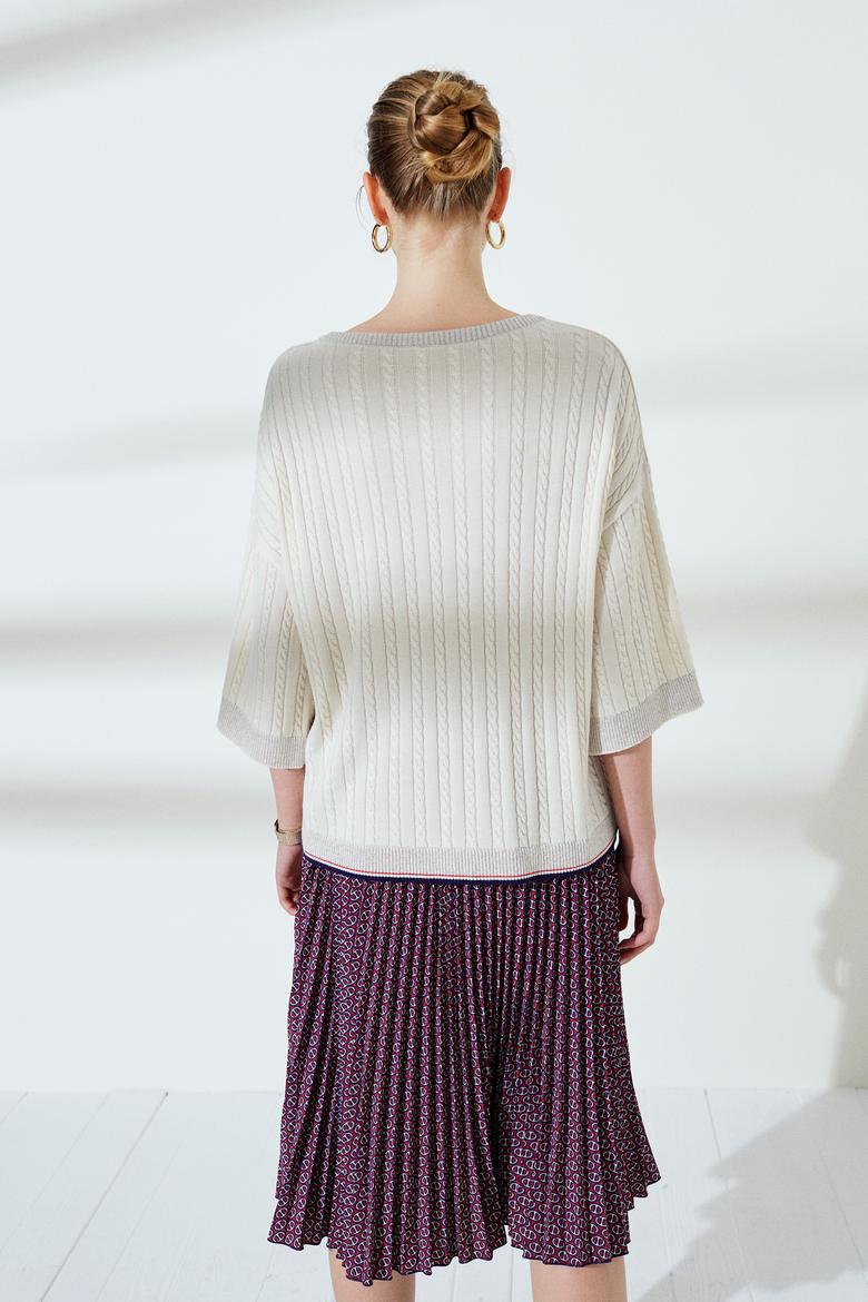 Kadın Krem Triko Kazak - 50235315021