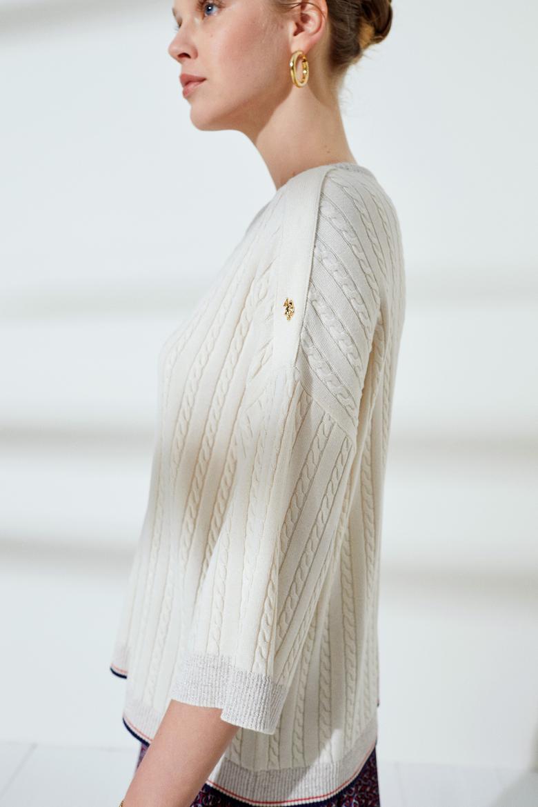 Kadın Krem Triko Kazak - 50235315021