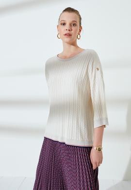 Kadın Krem Triko Kazak - 50235315021