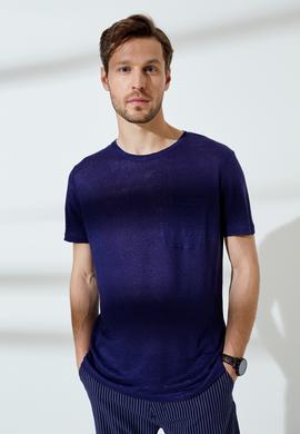 Erkek Lacivert Bisiklet Yaka T-Shirt - 50235556006