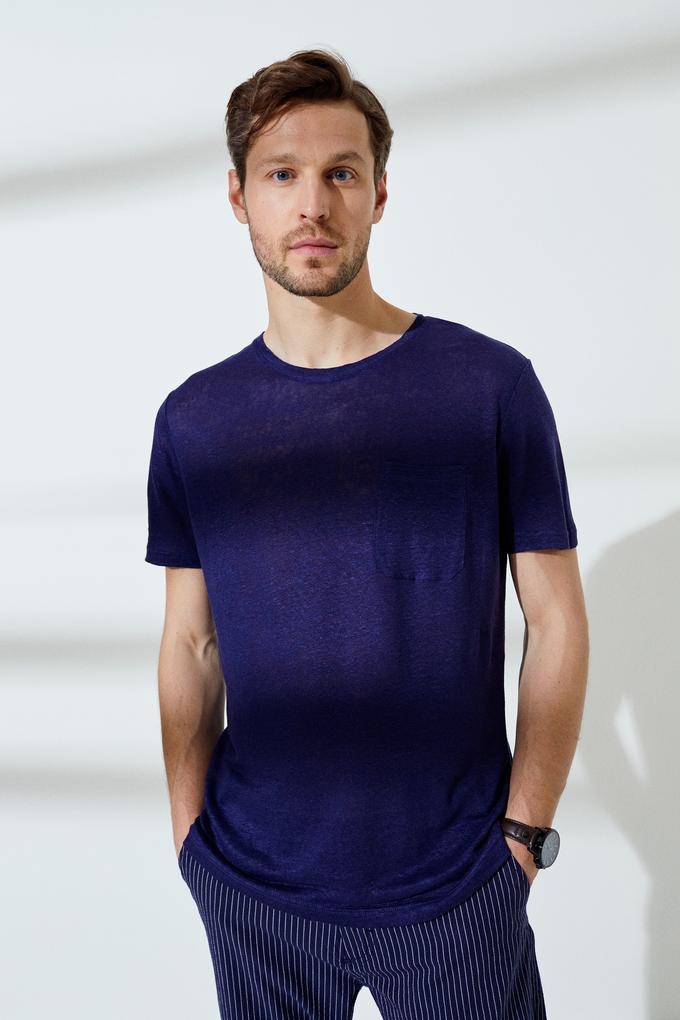 Erkek Lacivert Bisiklet Yaka T-Shirt