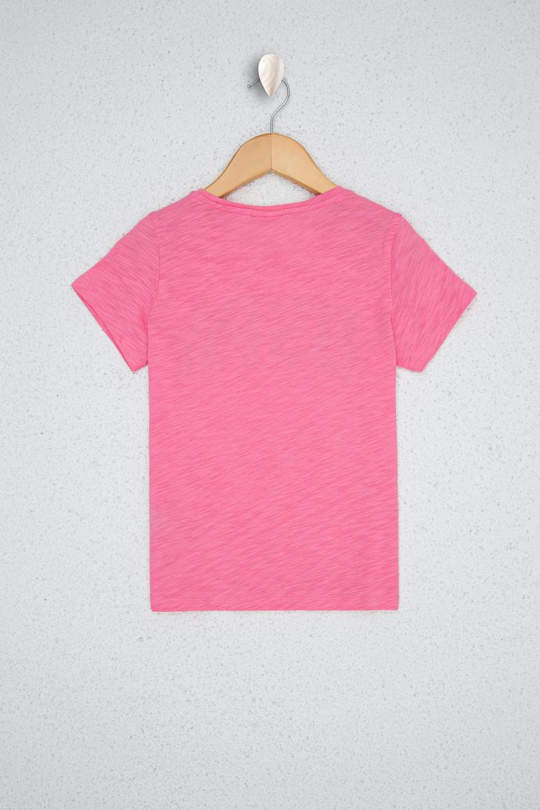 Çocuk Pembe Bisiklet Yaka Tişört - 50234830120