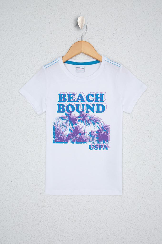 Çocuk Beyaz Bisiklet Yaka Tişört