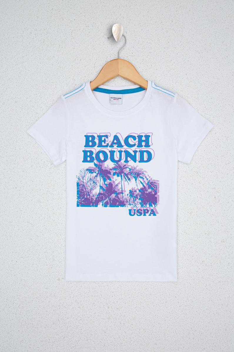 Çocuk Beyaz Bisiklet Yaka Tişört