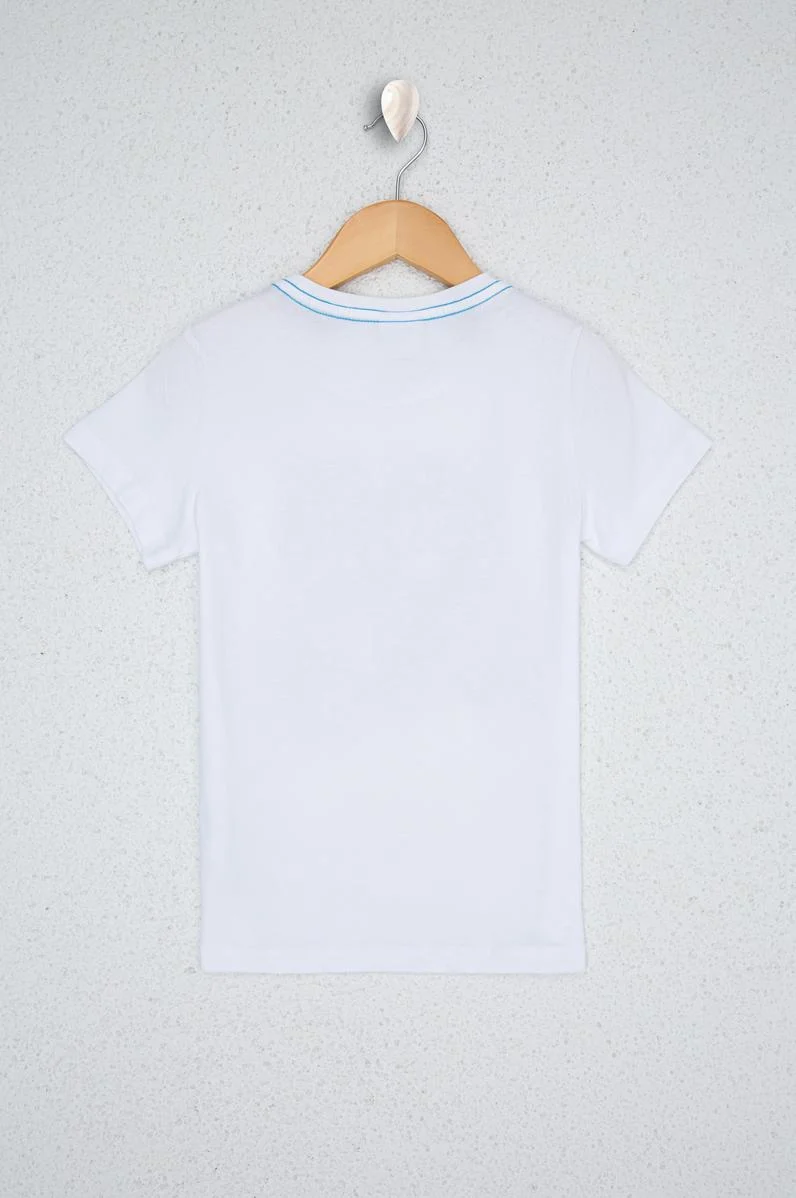 Çocuk Beyaz Bisiklet Yaka Tişört