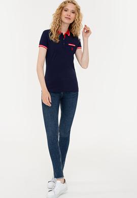 Kadın Lacivert Polo Yaka T-Shirt - 50238075012