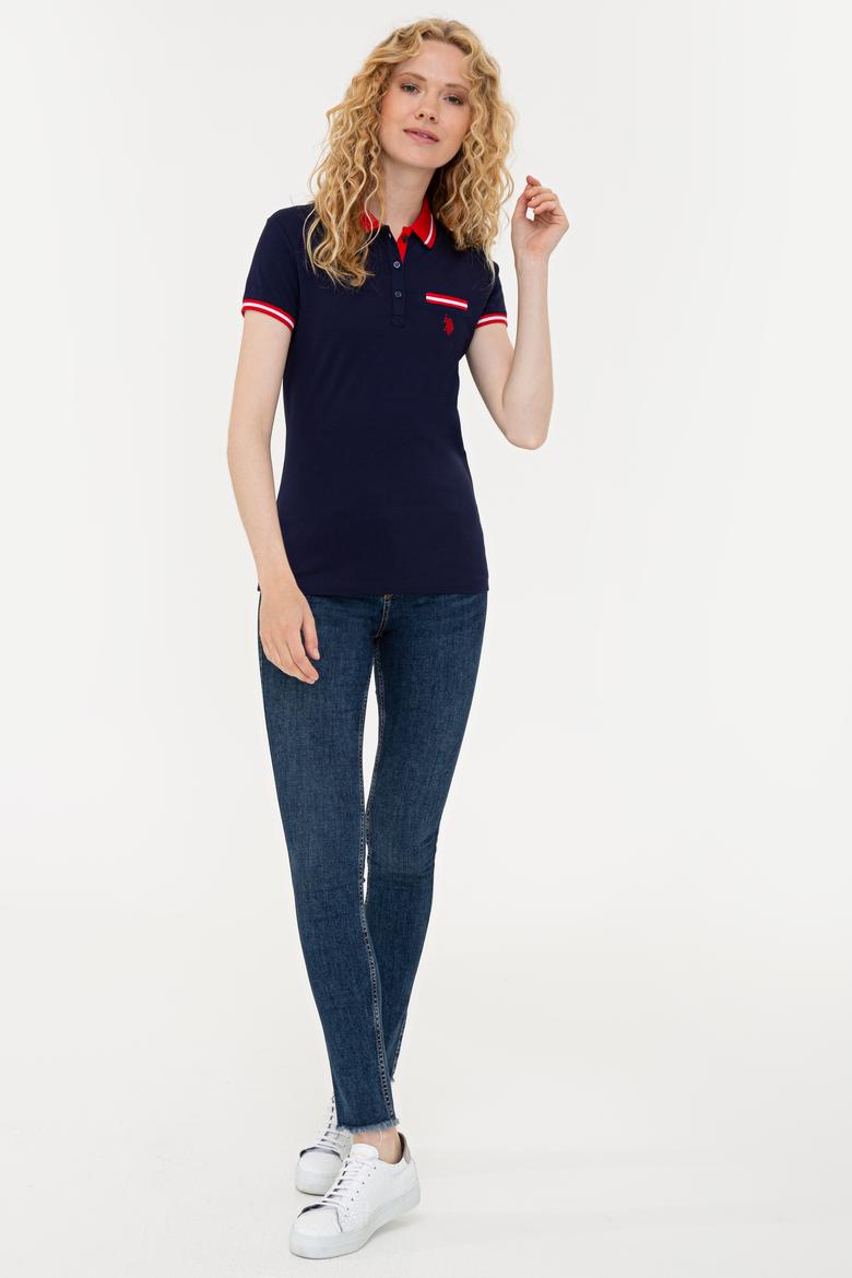 Kadın Lacivert Polo Yaka T-Shirt - 50238075012