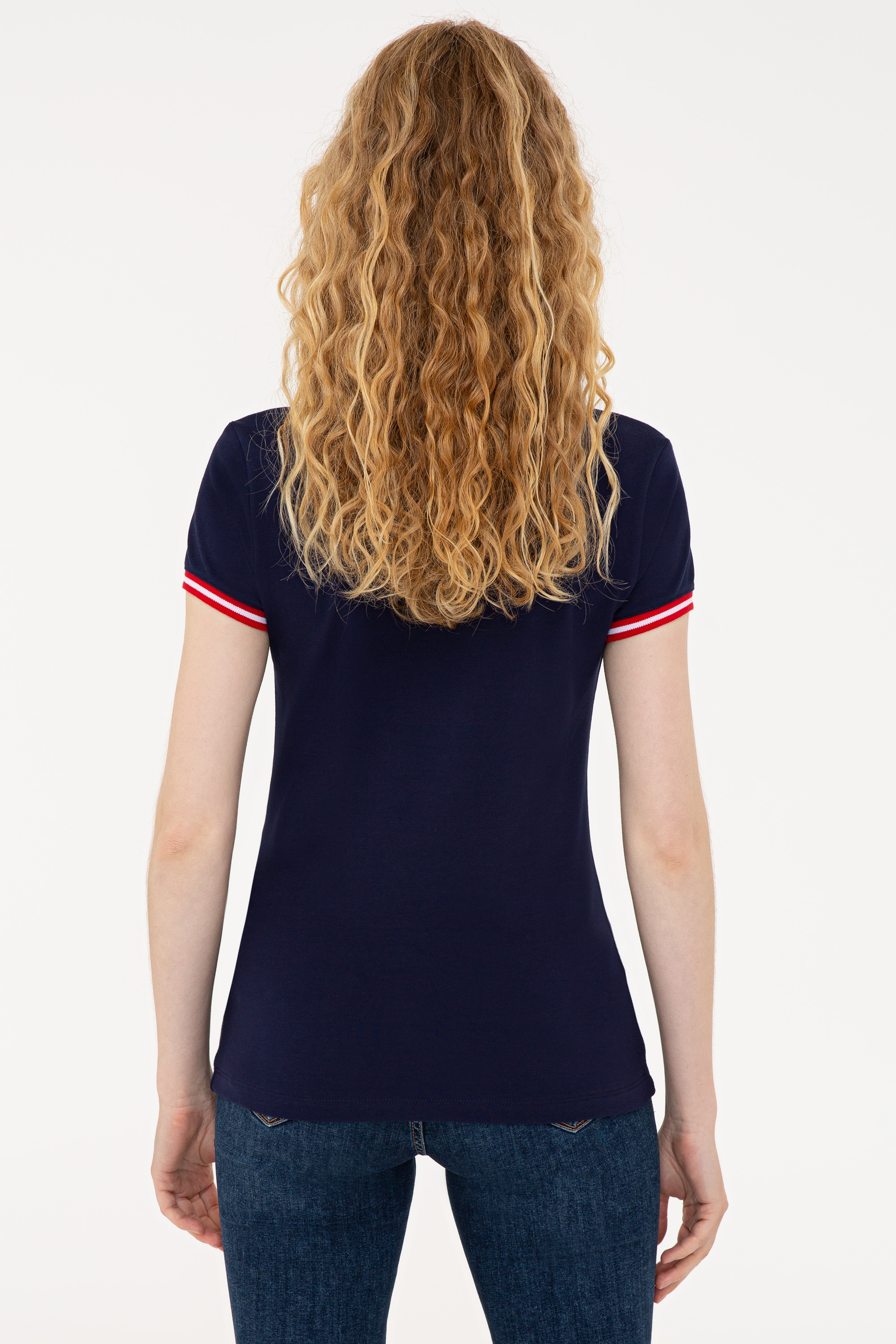 Kadın Lacivert Polo Yaka T-Shirt - Image 4