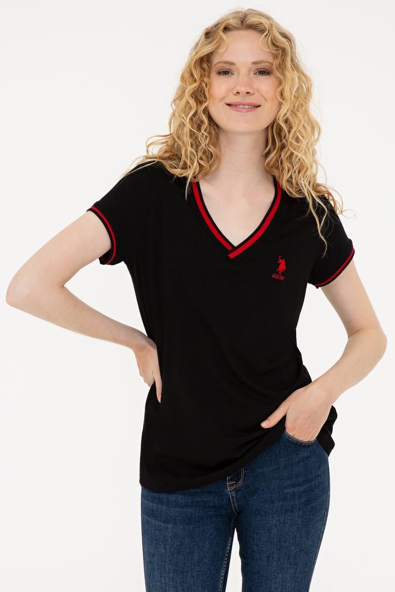 Kadın Siyah V Yaka Tişört