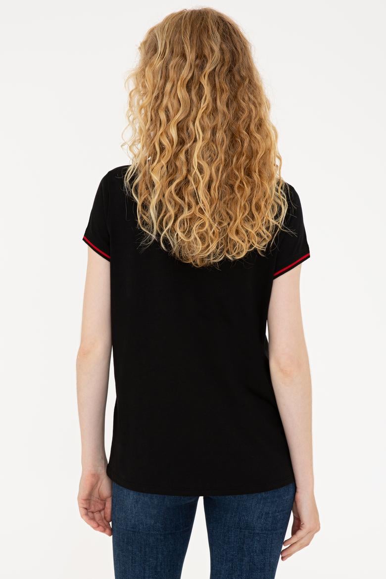 Kadın Siyah V Yaka Tişört - 50252262012