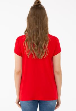 Kadın Kırmızı Basic Tişört - 50238030028