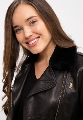 Kadın Siyah Deri Ceket - 50231361002