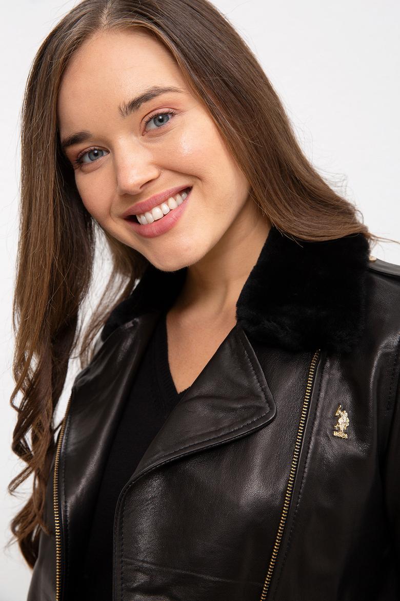 Kadın Siyah Deri Ceket - 50231361002