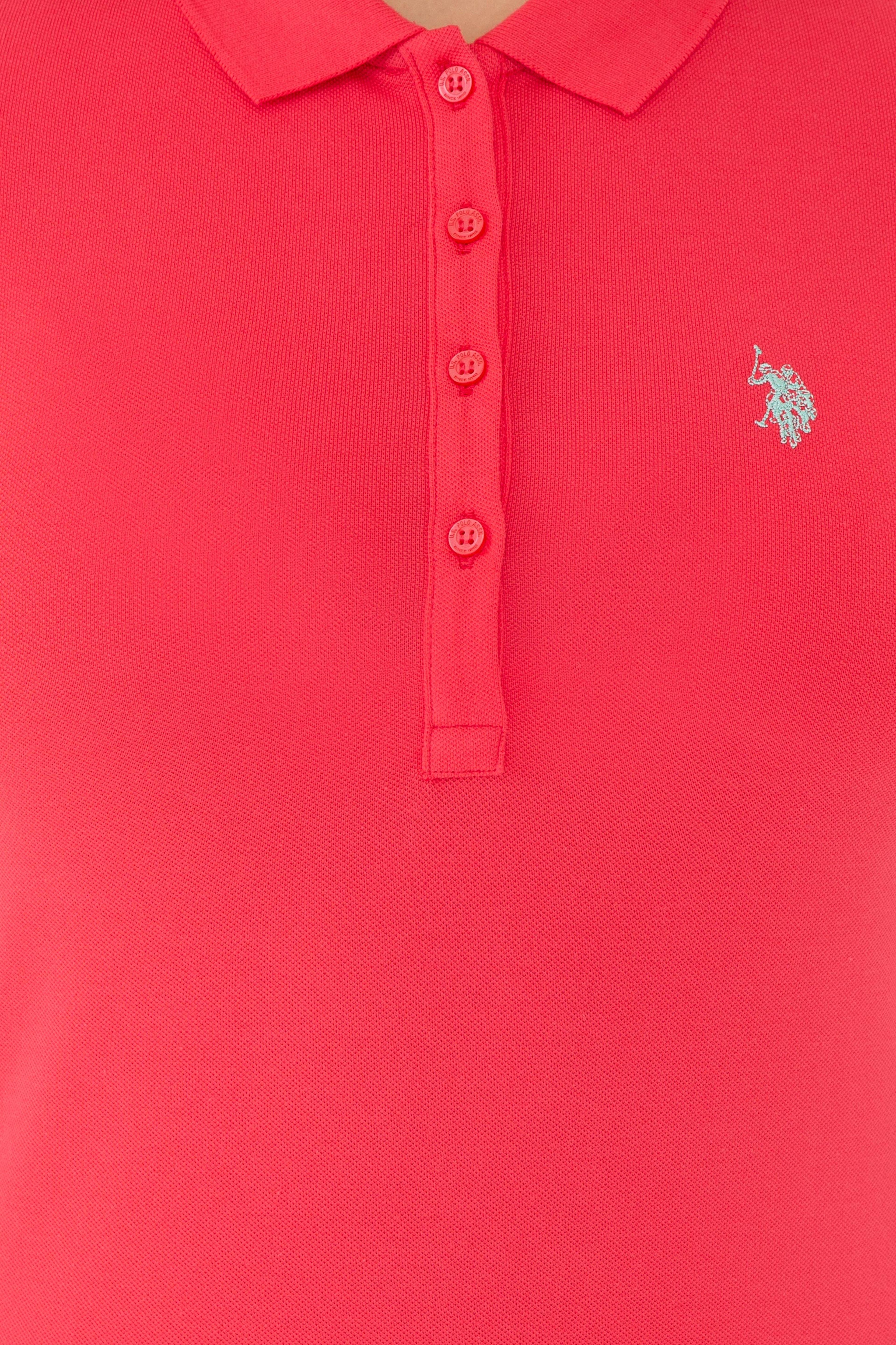 Kadın Kırmızı Basic Polo Yaka Tişört - Image 5