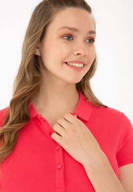 Kadın Kırmızı Basic Polo Yaka Tişört - 50234714144