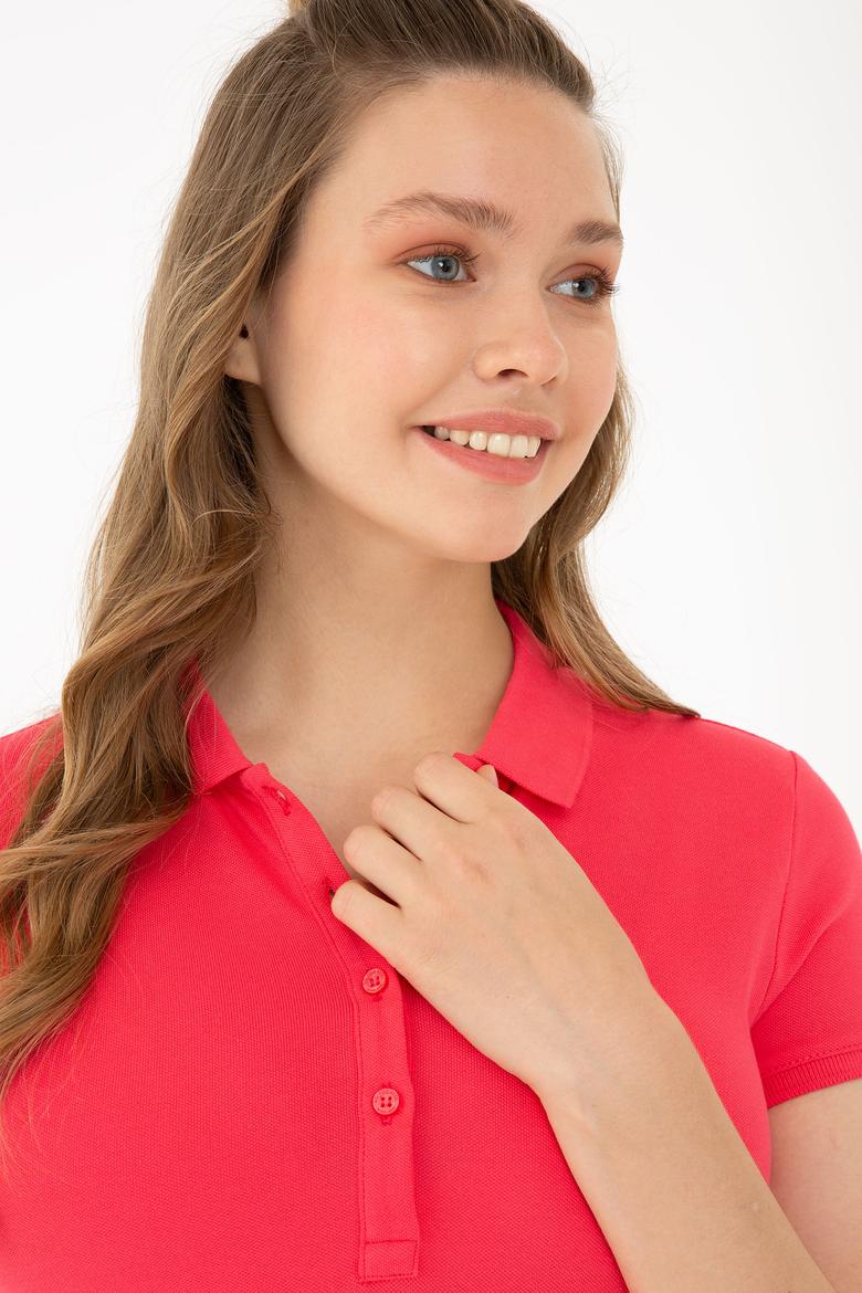Kadın Kırmızı Basic Polo Yaka Tişört - 50234714144