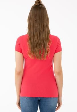 Kadın Kırmızı Basic Polo Yaka Tişört - 50234714144