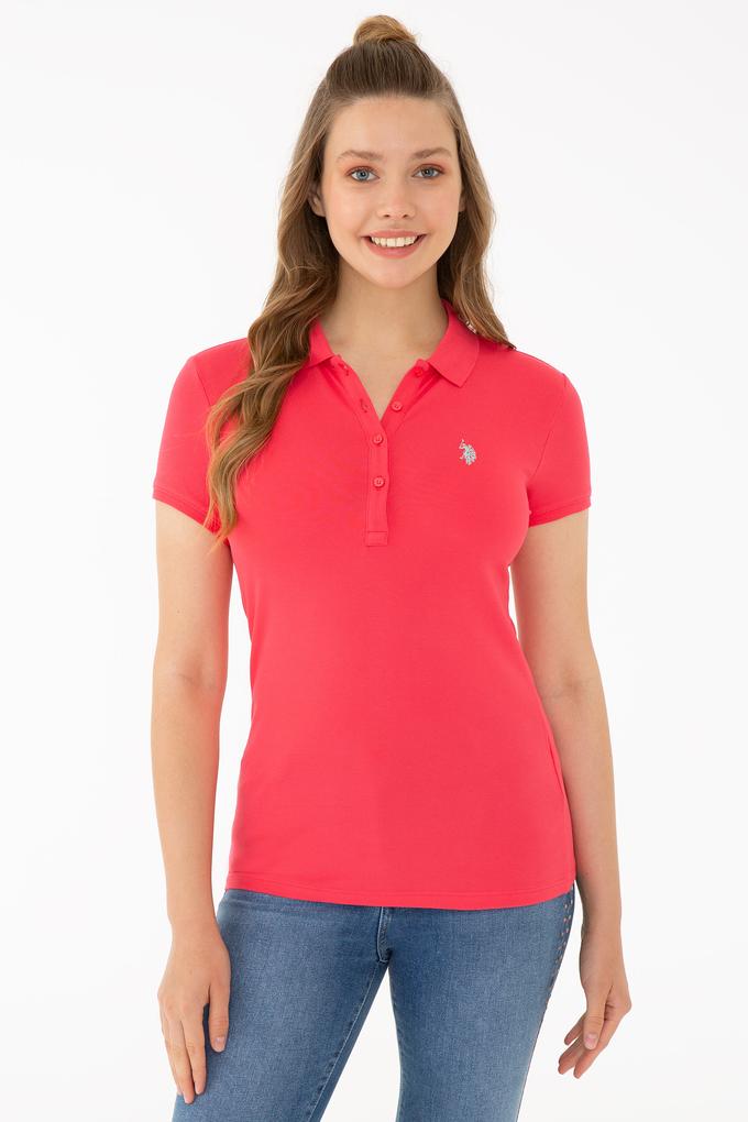 Kadın Kırmızı Basic Polo Yaka Tişört